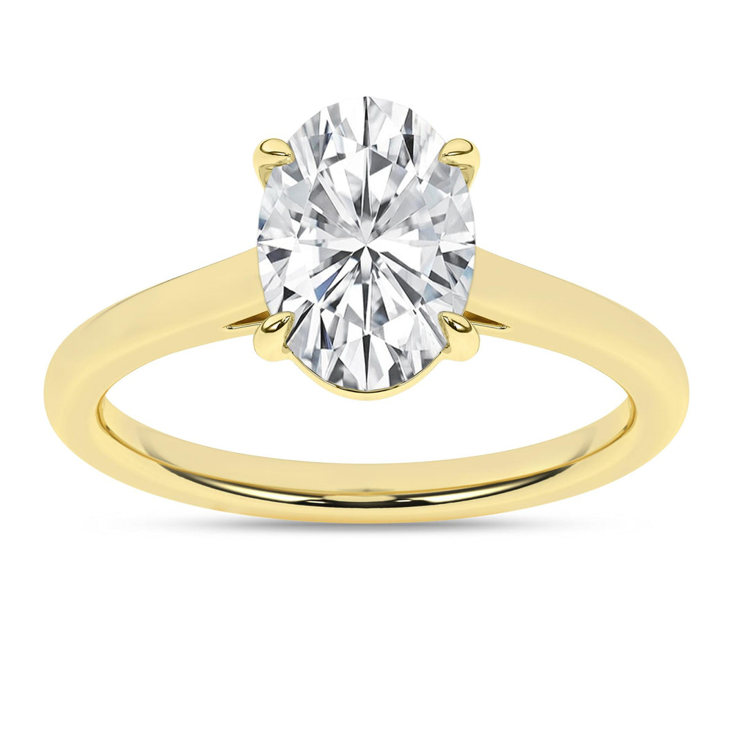 Ladies 14 Karat Yellow Gold Diamond Solitaire Engagement Ring With Center Stone 2.03Tw Oval G/H VS2 Diamond Lab Grown IGI Certificate #17J260102502 Size 7