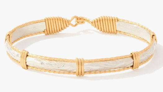 Purpose Bracelet- Sterling Silver Bar With 14K Gold Artist Wire- Size 7.5