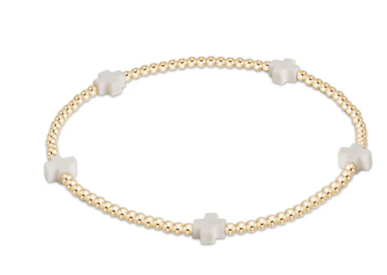 EGirl Signature Cross Gold Small 2mm Bracelet - Off-White