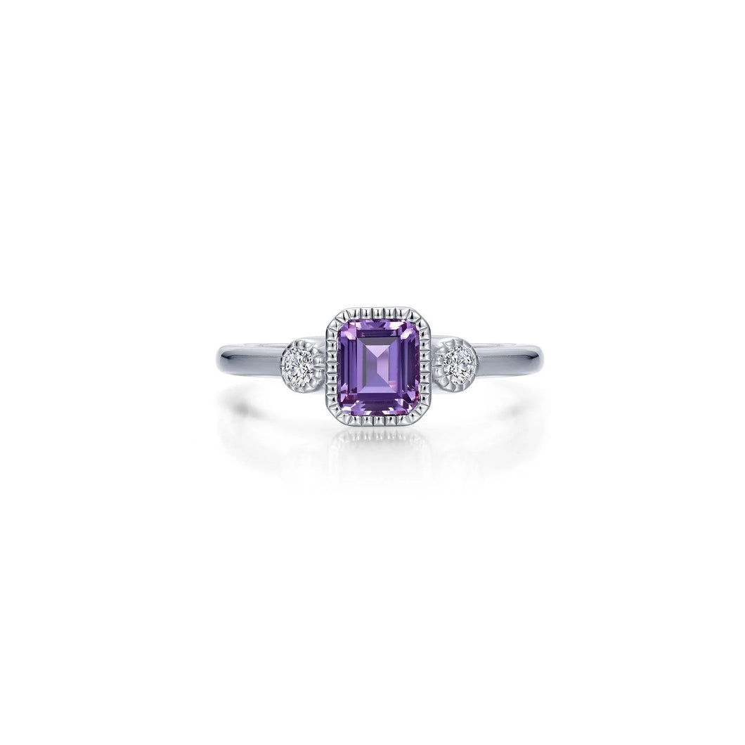 February Birthstone Ring Sterling Silver Rhodium Plated 0.98 Tw With Simulated Stone And Lassaire Stones Size 7