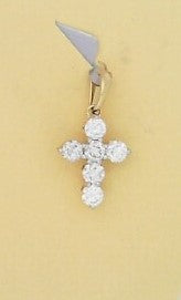 Ladies 14 Karat Yellow Gold Diamond Cross Necklace With = 0.97Tw Round G/H SI2 Diamonds With 18