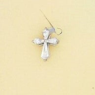 Ladies 14 Karat White Gold Diamond Cross Necklace With = 0.47Tw Baguettes G/H SI2 s With 18