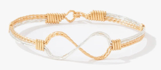 Infinity Bracelet- 14K Gold Artist Wire and Silver- Size 7.0