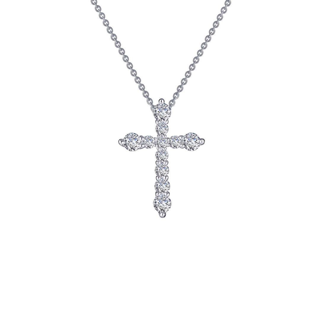 Sterling silver Rhodium Plated Cross with 0.67 CTW Lassaire Stones 18