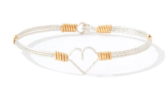 I Am Cherished Bracelet - Silver With 14 kt Gold Artist Wire Wraps - Size 7.00