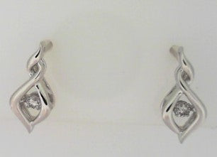 Ladies Sterling Silver  Diamond Earrings With 0.10Tw Round H/I Si2 Diamonds
