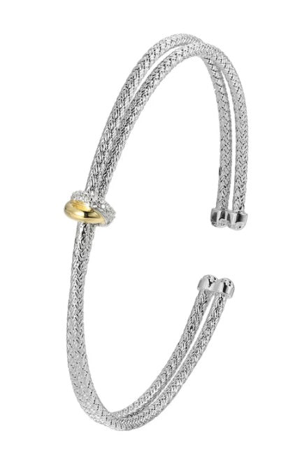 Flourish Collection Exudes Sophistication With Cubic Zirconia Set In Sterling Silver With Rhodium And Yellow Gold Finish. Its Intricate Design Makes It A Stylish And Comfortable Choice. This 6.75