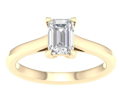 Ladies 14 Karat Yellow Gold Diamond Solitaire Engagement Ring With = 1.00Tw Emerlad F VS1 Diamond Lab Grown IGI Certification #55J271252508 Size 7