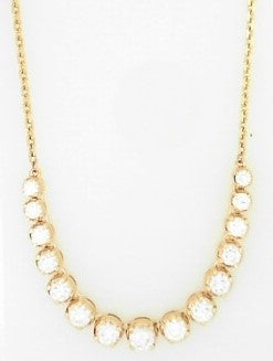 Ladies 14 Karat Yellow Gold  Diamond Tennis Style Necklace With = 2.08Tw Round F VS1 Diamonds Lab Grown With 18