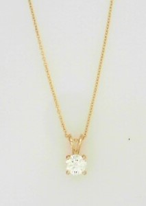 Ladies 14 Karat Yellow Gold Diamond Pendant With = 0.58Tw Round G/H SI2 Diamonds With 18