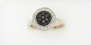 Ladies 14 Karat White Gold Fashion Ring With = 0.17Tw Round G/H SI2 Diamonds And = 0.39Tw Round Black Diamonds Size 6.5