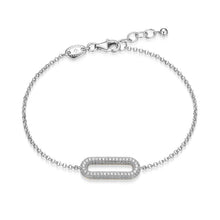 Load image into Gallery viewer, Reversible Pavé-Quilted Paperclip Bracelet, Sterling Silver Rhodium And Yellow Gold Plated Bracelet With CZ, 1.55MM Faceted Rolo Chain, 6.75" + 0.5" Extender
