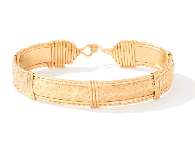 14 KT Angelina Bracelet- 14 KT Gold Artist Wire Bar with 14 KT Gold Artist Wire Wraps- Size 8.0