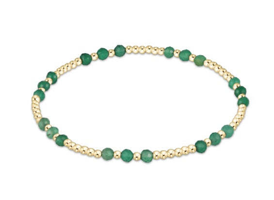 Gemstone Gold Joy Pattern 3mm Bracelet -  Green Onyx