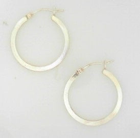 Sterling Silver Smooth Flat Round Hoop Earrings