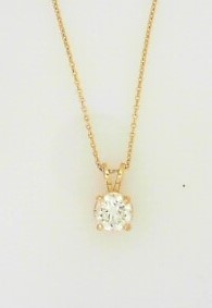 Ladies 14 Karat Yellow Gold Diamond Pendant With = 1.01Tw Round G/H SI2 Diamonds With 18