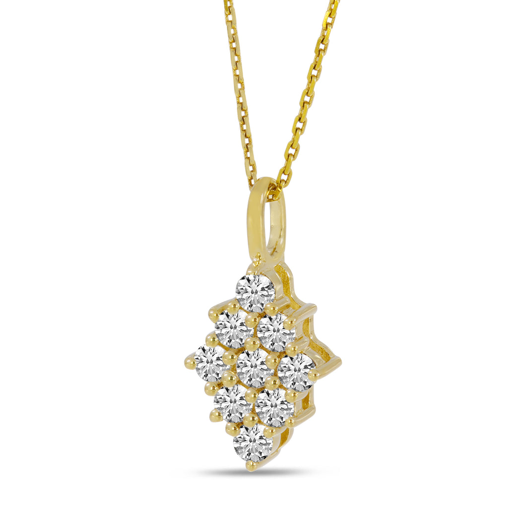 Ladies 14 Karat Yellow Gold Diamond Cluster Pendant With 0.23Tw Round H/I Si2 Diamonds 18