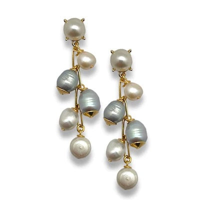 Gold Plated Burma Earrings with Colored Pearl Beads