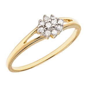 Ladies 10 Karat Yellow Gold Diamond Promise Ring With 0.10Tw Round H/I Si2 Diamonds Size 7
