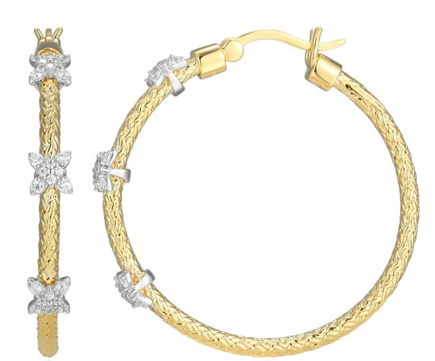 Flora Station Original Matte Mesh Hoop In 14K Yellow Gold & Rhodium-Plated Sterling Silver