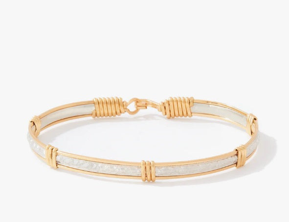 Katbird Bracelet- Sterling Silver Bar with 14K Gold Artist Wire- 8.00