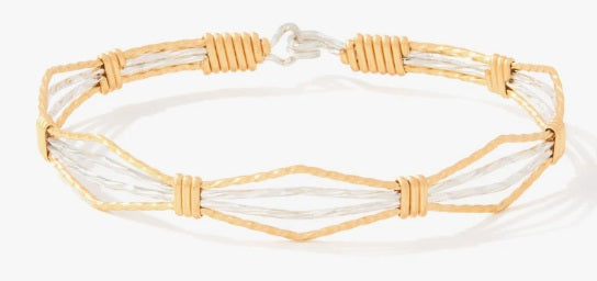 Peace In The Valley Bracelet- 14K Gold Artist Wire And Silver- Size 7.5