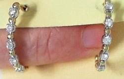 Ladies 14 Karat Yellow Gold Two-Tone Inside/Outside Diamond Hoops With = 0.41Tw Round G/H Si2 Diamonds