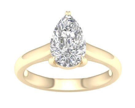 Ladies 14 Karat Yellow Gold Diamond Solitaire Engagement Ring With = 2.00Tw Pear F VS1 Diamond Lab Grown IGI Certification #55J271262508 Size 7