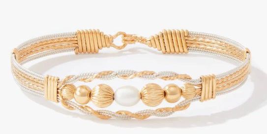 Self Love Bracelet- 14K Gold Artist Wire and Sterling Sterling Silver with 14K Gold Artist Wire Wraps and Beads- Size 7.0