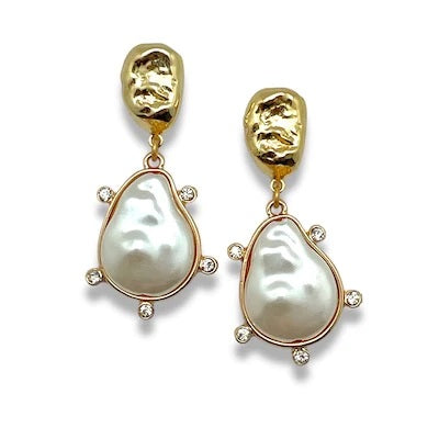 Gold Plated Romy Earrings with Pearl Bead
