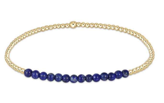 Gold Bliss 2mm Bead Bracelet- Lapis