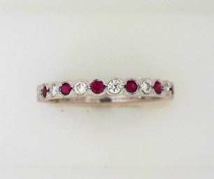 Ladies 14 Karat White Gold All Colored Jewelry  With 0.25Tw Round Rubys And 0.20Tw Round G/H Si2 Diamonds Size 7