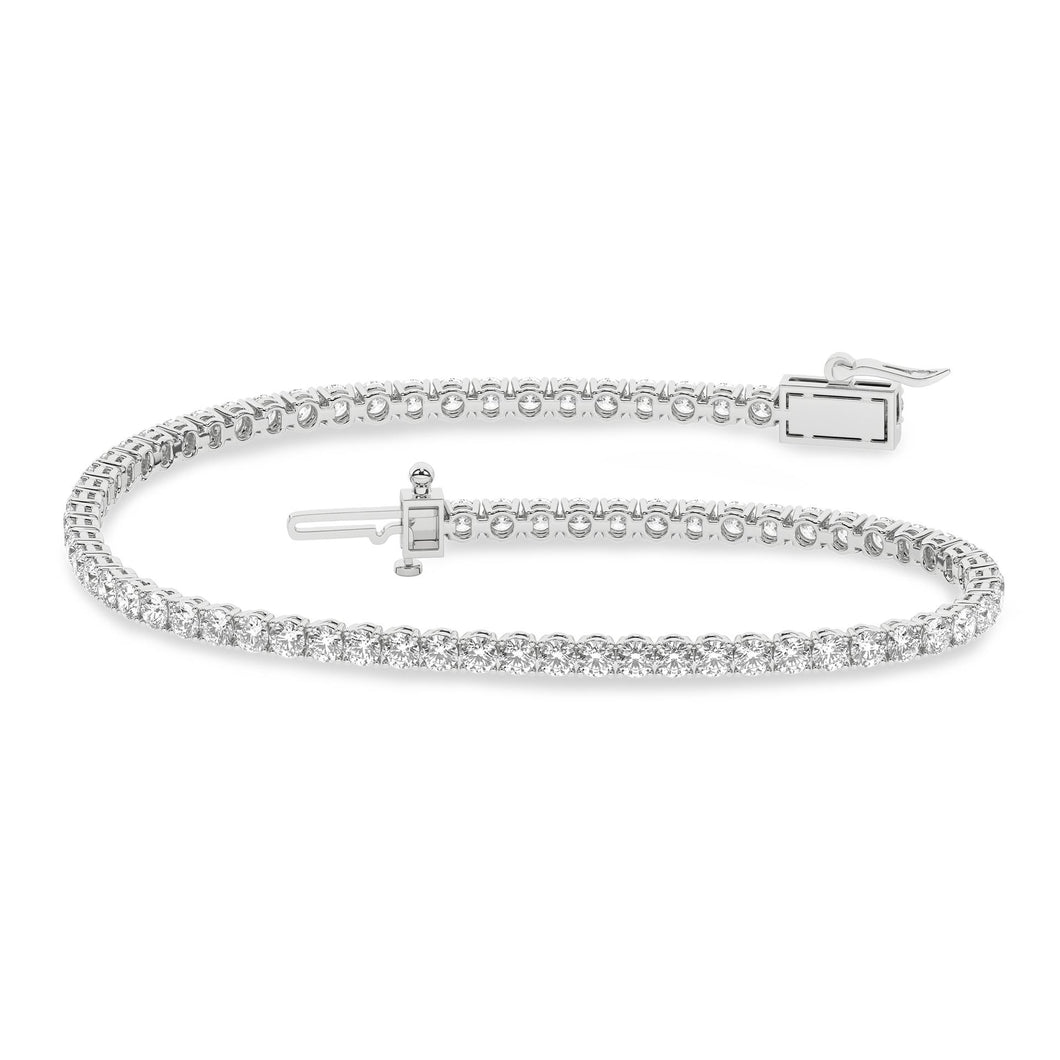 Ladies 14 Karat White Gold Diamond Tennis Bracelet  With 4.00Tw Round G/H VS2 Diamonds Lab Grown IGI Certification # 21J64729403 7