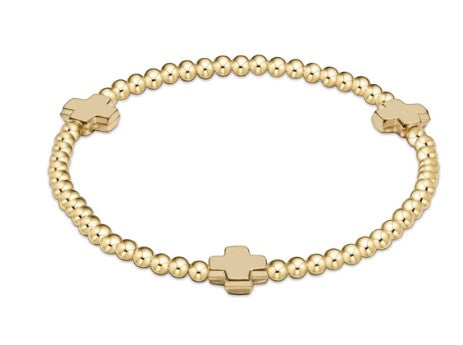 enewton Extends - Signature Cross Gold Pattern 3MM Bead Bracelet - Gold