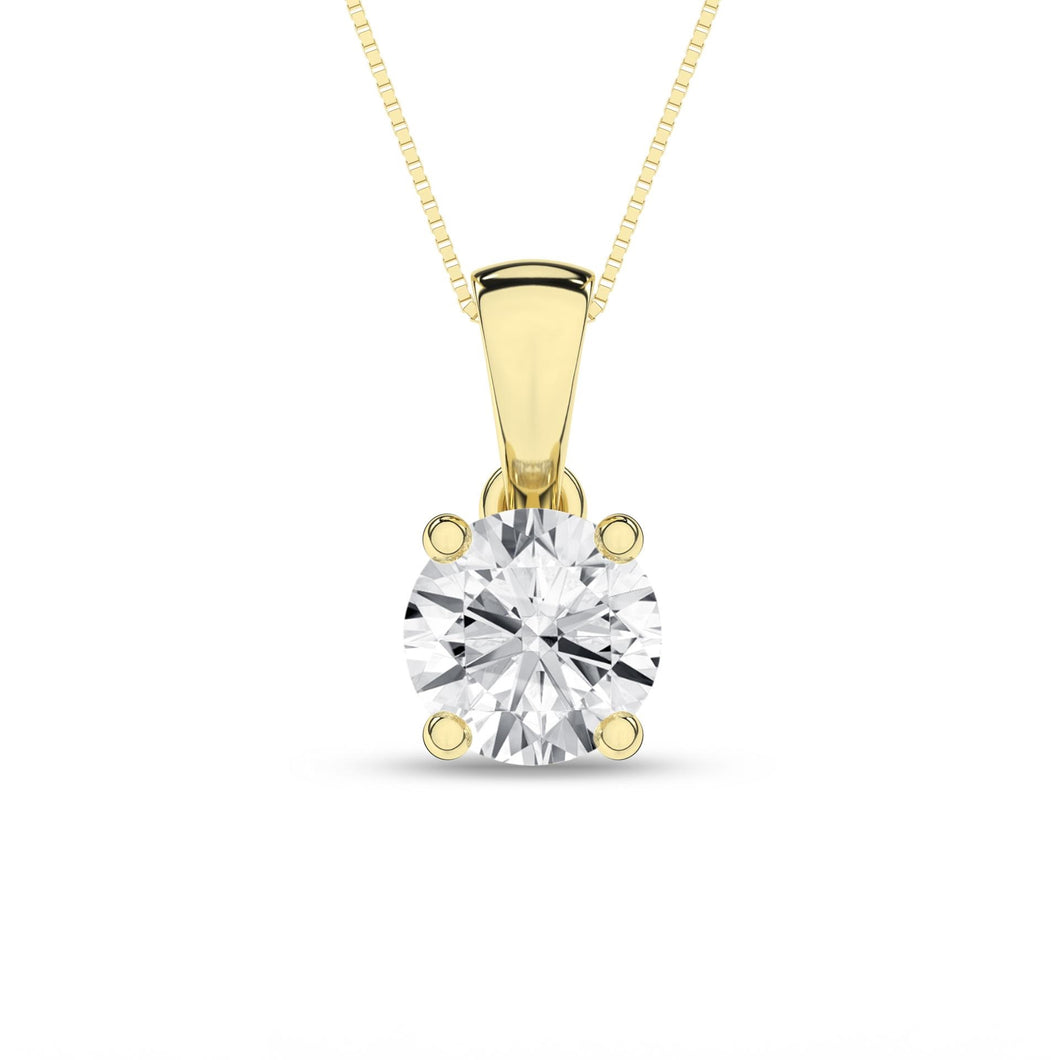 Ladies 14 Karat Yellow Gold Diamond Pendant With 0.50Tw Round F VS2 Diamond with 18