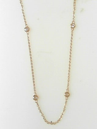 Ladies 14 Karat Yellow Gold  Diamond By The Yard Necklace With 0.23Tw Round H/I Si2 Diamonds 18