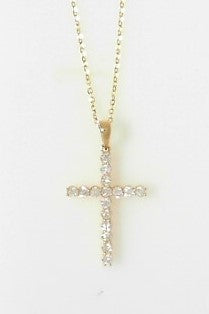 Ladies 14 Karat Yellow Gold Diamond Cross Pendant With = 0.48Tw Round H/I Si2 Diamonds with 18