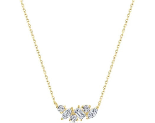 Gold Plate Over Sterling Silver Cluster Necklace with 20