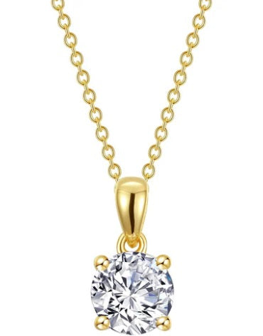 Gold Plate over Sterling Silver 4 Prong Solitaire Pendant with 20