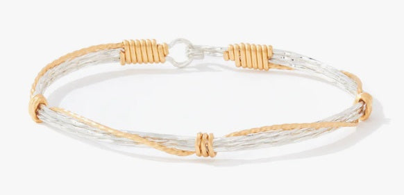 Leap of Faith Bracelet- Sterling Silver with 14K Gold Artist Wire Wraps- Size 7.5