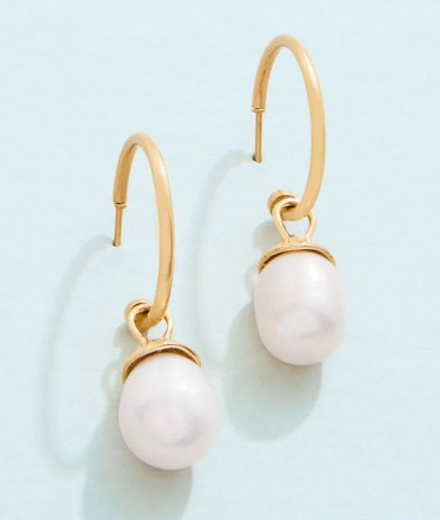 Bluffton Pearl Convertible Hoop Earrings Pearl