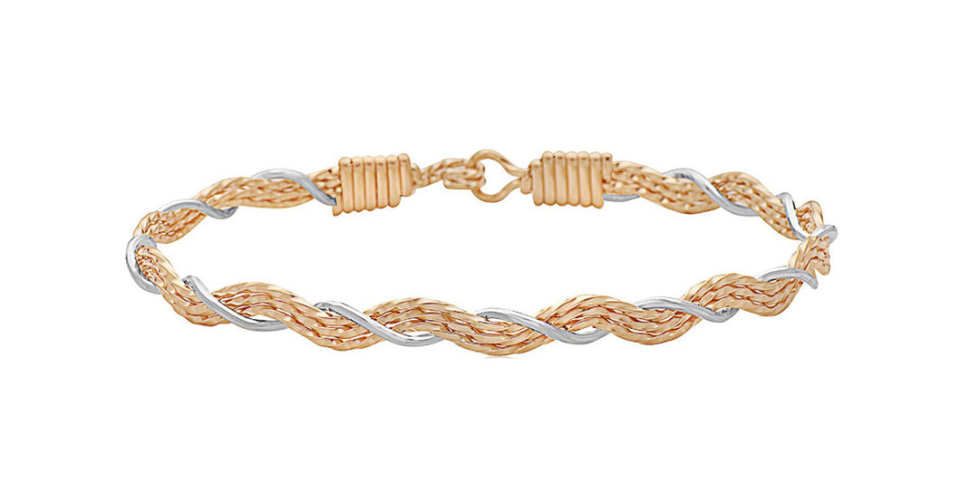 A Mother's Love Bracelet- 14 kt Gold Artist Wire & Silver- Size 7.0