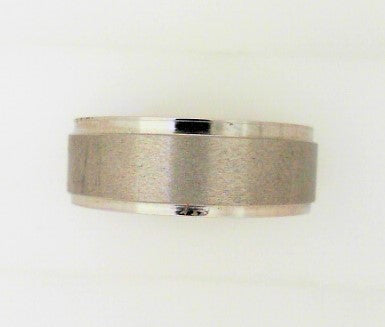 8MM Cobalt Brushed Center With Polished Beveled Edge Wedding Band Size 10