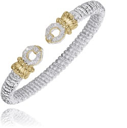 Metal: 14k Gold And Sterling Silver Diamond Weight: 0.19 Open Band Bracelet 6MM