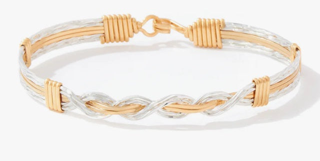 To The Moon And Back Bracelet - 14K Gold Artist Wire and Sterling Silver - Size 7.0