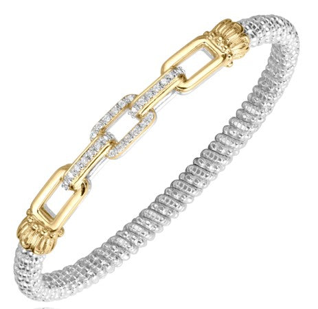 Metal: 14k Gold & Sterling Silver Diamond Weight: 0.20CT 4MM Closed Band Bracelet