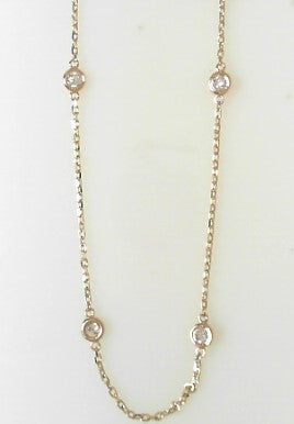 Ladies 14 Karat White Gold Diamond By The Yard Necklace With 0.70Tw Round G/H Si2 Diamonds 18