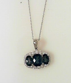 Ladies 14 Karat White Gold Fashion Necklace With 3.31Twith Oval London Blue Topaz And 0.54Tw Round G/H SI2 Diamonds 18