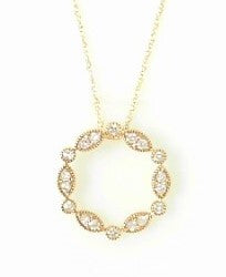 Ladies 14 Karat Yellow Gold Diamond Circle Pendant With = 0.35Tw Round H/I Si2 Diamonds With 18