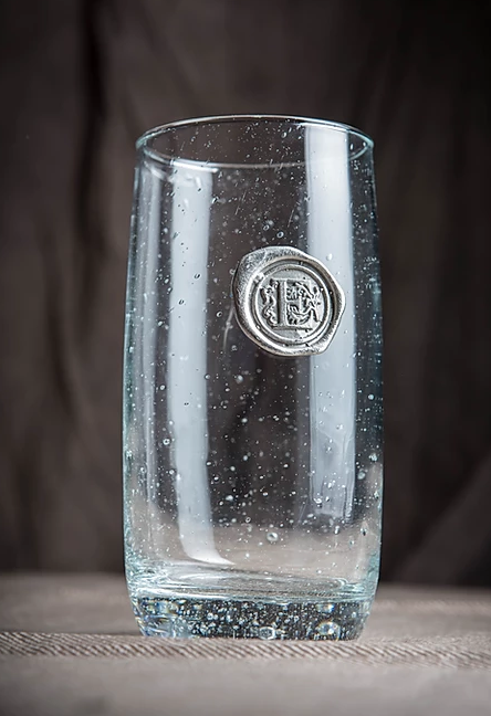 Iced Tea Glass With Pewter Initial - N